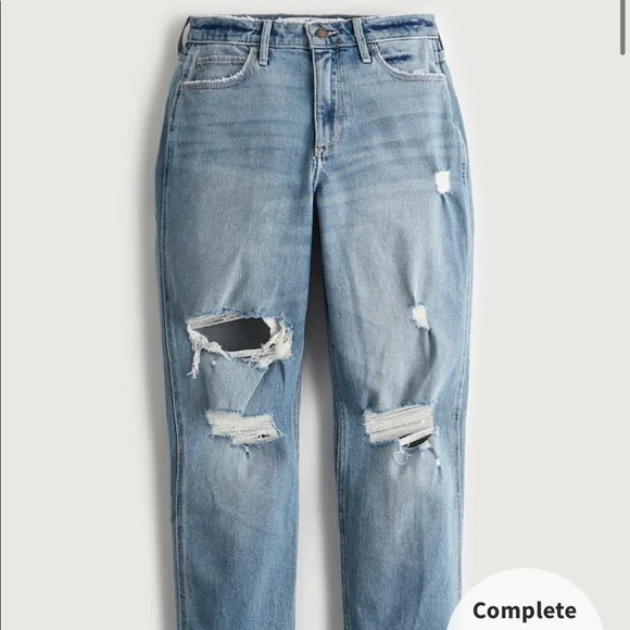 Hollister Jeans Hollister Curvy Highrise Ripped Medium Wash